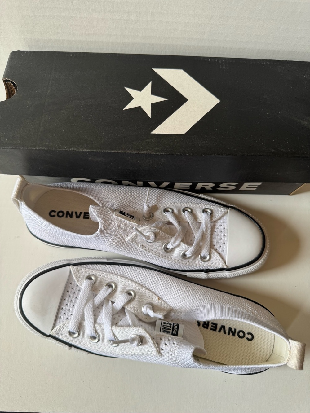Converse Women’s White Low Top Knit Sneakers
